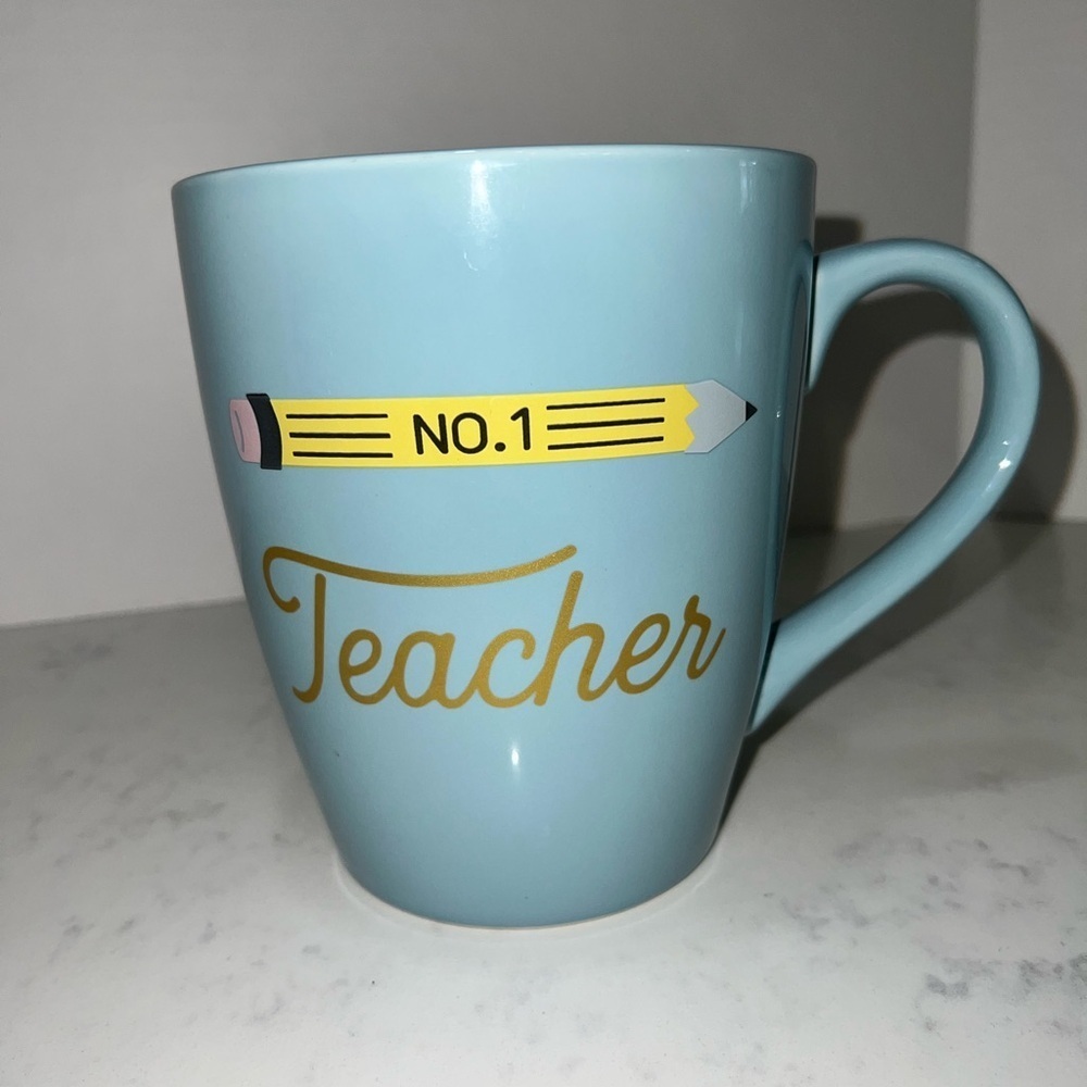 No.1 Teacher Blue Mug with Pencil Graphic - Picture 5 of 8